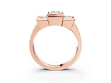 Rose gold Three Stone Emerald Cut Cut Channel Set Diamond Ring_6