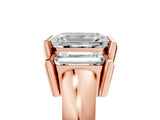 Rose gold Three Stone Emerald Cut Cut Channel Set Diamond Ring_8