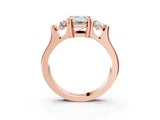 Rose gold Three-Stone Emerald Cut Cut Classic Band Prong Setting Ring_10