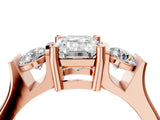 Rose gold Three-Stone Emerald Cut Cut Classic Band Prong Setting Ring_11