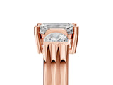 Rose gold Three-Stone Emerald Cut Cut Classic Band Prong Setting Ring_12