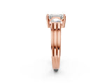 Rose gold Three-Stone Emerald Cut Cut Classic Band Prong Setting Ring_9
