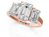 Rose gold Three-Stone Emerald Cut Cut Diamond Engagement Ring with Flat Band and Four-Prong Setting_4
