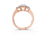 Rose gold Three-Stone Emerald Cut Cut Diamond Engagement Ring with Flat Band and Four-Prong Setting_6
