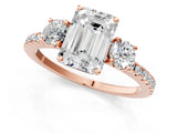 Rose gold Three-Stone Emerald Cut Cut Diamond Pavé Band with Prong Setting_36