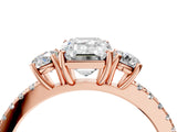 Rose gold Three-Stone Emerald Cut Cut Diamond Pavé Band with Prong Setting_39