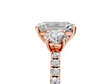 Rose gold Three-Stone Emerald Cut Cut Diamond Pavé Band with Prong Setting_40