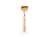 Rose gold Three-Stone Emerald Cut Cut Diamond Ring with Pear Side Stones in Four-Prong Setting_2