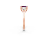 Rose gold Three-Stone Emerald Cut Cut Diamond Ring with Trillion Side Stones and Four-Prong Setting_2