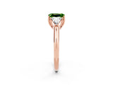 Rose gold Three-Stone Emerald Cut Cut Diamond Ring with Trillion Side Stones and Four-Prong Setting_2