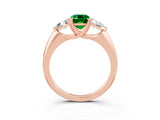 Rose gold Three-Stone Emerald Cut Cut Diamond Ring with Trillion Side Stones and Four-Prong Setting_3
