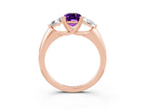 Rose gold Three-Stone Emerald Cut Cut Diamond Ring with Trillion Side Stones and Four-Prong Setting_3