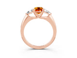 Rose gold Three-Stone Emerald Cut Cut Diamond Ring with Trillion Side Stones and Four-Prong Setting_3