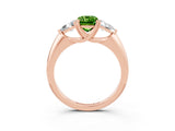 Rose gold Three-Stone Emerald Cut Cut Diamond Ring with Trillion Side Stones and Four-Prong Setting_3