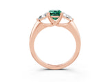 Rose gold Three-Stone Emerald Cut Cut Diamond Ring with Trillion Side Stones and Four-Prong Setting_3