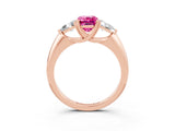 Rose gold Three-Stone Emerald Cut Cut Diamond Ring with Trillion Side Stones and Four-Prong Setting_3