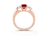 Rose gold Three-Stone Emerald Cut Cut Diamond Ring with Trillion Side Stones and Four-Prong Setting_3