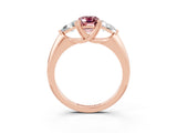 Rose gold Three-Stone Emerald Cut Cut Diamond Ring with Trillion Side Stones and Four-Prong Setting_3