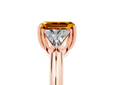 Rose gold Three-Stone Emerald Cut Cut Diamond Ring with Trillion Side Stones and Four-Prong Setting_5