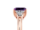 Rose gold Three-Stone Emerald Cut Cut Diamond Ring with Trillion Side Stones and Four-Prong Setting_5