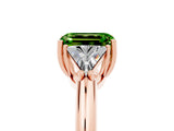 Rose gold Three-Stone Emerald Cut Cut Diamond Ring with Trillion Side Stones and Four-Prong Setting_5