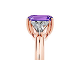 Rose gold Three-Stone Emerald Cut Cut Diamond Ring with Trillion Side Stones and Four-Prong Setting_5