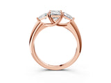 Rose gold Three-Stone Emerald Cut Cut Diamond Ring with Trillion Side Stones and Four-Prong Setting_6