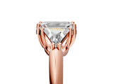 Rose gold Three-Stone Emerald Cut Cut Diamond Ring with Trillion Side Stones and Four-Prong Setting_8