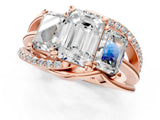 Rose gold Three-Stone Emerald Cut Cut Diamond Split Shank Prong Set Ring_16