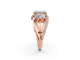 Rose gold Three-Stone Emerald Cut Cut Diamond Split Shank Prong Set Ring_17