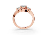 Rose gold Three-Stone Emerald Cut Cut Diamond Split Shank Prong Set Ring_18