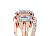 Rose gold Three-Stone Emerald Cut Cut Diamond Split Shank Prong Set Ring_20