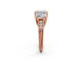 Rose gold Three-Stone Emerald Cut Cut Milgrain Pavé Engagement Ring_9