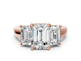 Rose gold Three-Stone Emerald Cut Cut Solitaire Ring with Classic Prong Setting_3