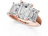 Rose gold Three-Stone Emerald Cut Cut Solitaire Ring with Classic Prong Setting_4