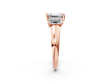 Rose gold Three-Stone Emerald Cut Cut Solitaire Ring with Classic Prong Setting_5