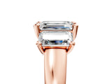 Rose gold Three-Stone Emerald Cut Cut Solitaire Ring with Classic Prong Setting_8