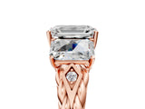 Rose gold Three-Stone Emerald Cut Diamond Braided Band Ring with Four-Prong Setting_94