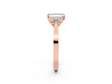 Rose gold Three-Stone Emerald Cut Diamond Cathedral Engagement Ring with Prong Setting_8