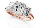 Rose gold Three-Stone Emerald Cut Diamond Engagement Ring with Prong Setting on a White Gold Band_51