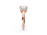 Rose gold Three-Stone Emerald Cut Diamond Engagement Ring with Prong Setting on a White Gold Band_52