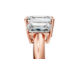 Rose gold Three-Stone Emerald Cut Diamond Engagement Ring with Prong Setting on a White Gold Band_55