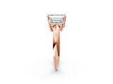 Rose gold Three-Stone Emerald Cut Diamond Engagement Ring with Prong Setting on a White Gold Band_8