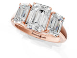Rose gold Three-Stone Emerald Cut Diamond Engagement Ring with Prong Setting_4