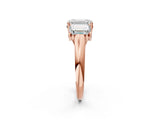Rose gold Three-Stone Emerald Cut Diamond Engagement Ring with Prong Setting_5