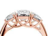 Rose gold Three-Stone Emerald Cut Diamond Engagement Ring with Prong Setting_7