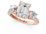 Rose gold Three-Stone Emerald Cut Diamond Pavé Band with Four-Prong Setting_47