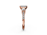 Rose gold Three-Stone Emerald Cut Diamond Pavé Band with Four-Prong Setting_48