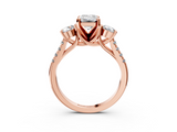 Rose gold Three-Stone Emerald Cut Diamond Pavé Band with Four-Prong Setting_49