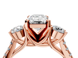 Rose gold Three-Stone Emerald Cut Diamond Pavé Band with Four-Prong Setting_50